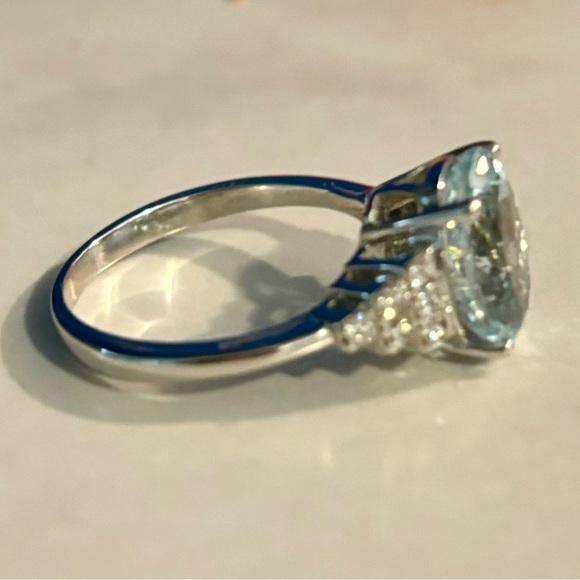 SOLD Effy Aquamarine & Diamond Ring 14kt WG MSRP $3,750 with Effy Certificate - Picture 8 of 16